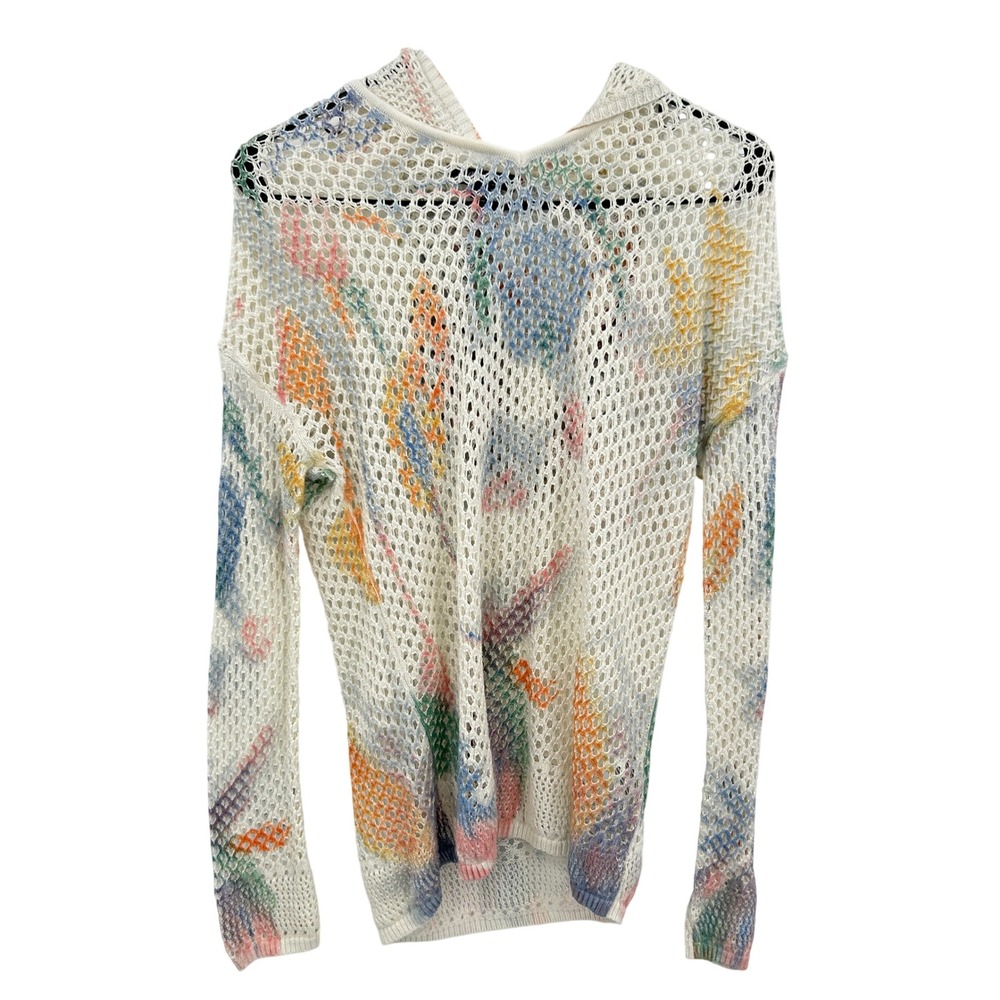 Fairycore Crochet Hooded Open Knit Sweater Pastel Coastal Festival Boho Indie